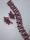 Hattie Carnegie Pink Gripoix Poured Glass Rhinestone Bracelet And Earrings Set — photo 2