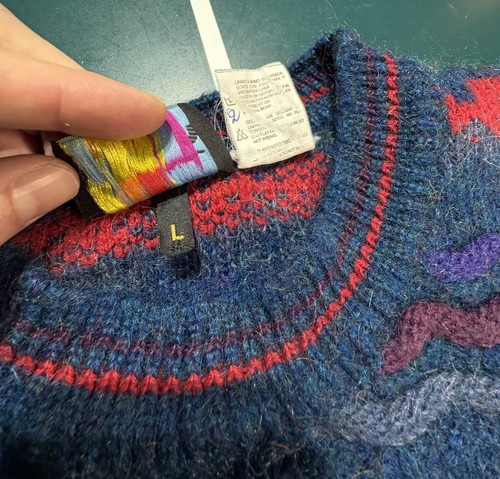 Vintage Rare Coogi Style Mohair Sweater Size Large Biggie Cosby Colorful Aztec - Picture 10 of 15