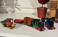 Lehmann Gnomy Toy Train Lot 5 Pieces 2 Friction Engines / Assorted Cars Truck