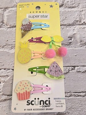 Scunci U Got This Novelty Hair Snap Clips, Assorted Designs, 5-Pieces, New(110)