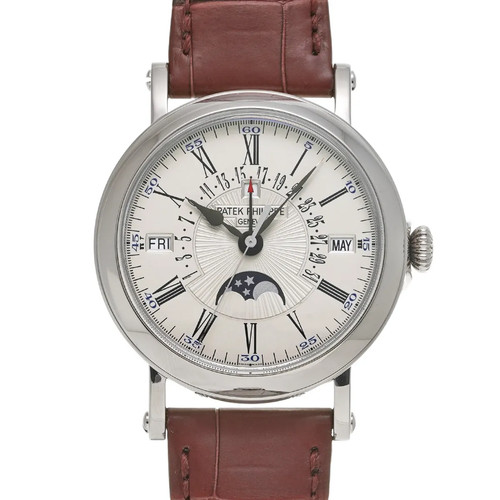 Patek Philippe Complications 5159G-001 38mm White Gold Silver Wristwatch #WW208
