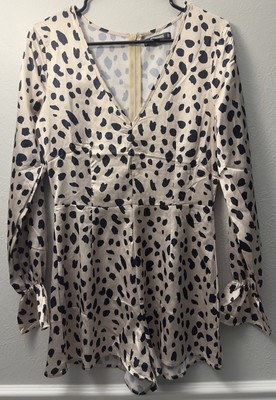 Missguided Women s Sz 4 Small Leopard Cheetah Print One Piece Romper Short