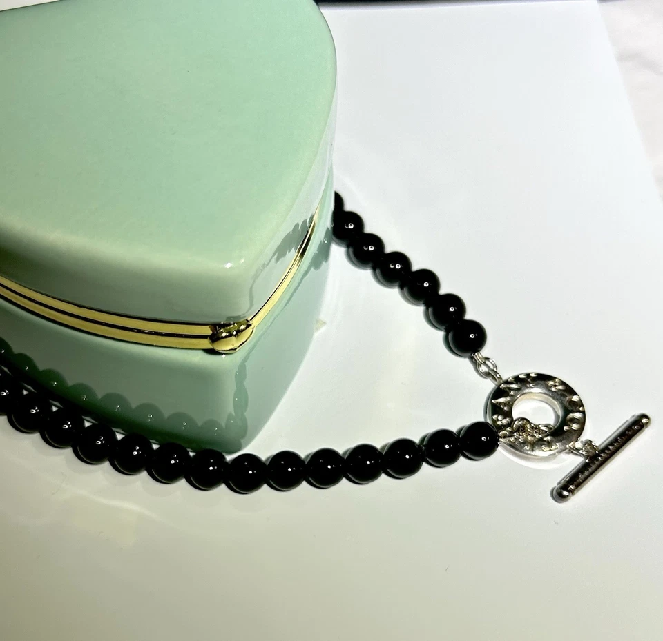 Tiffany & Co Black Onyx/925  Beaded Toggle Necklace And Bracelet Matching Set - Image 3 of 4