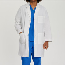 Landau Unisex 3-Pocket Full-Length 4 button White Lab Coat - Adult Medium