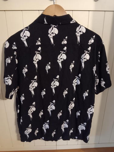 Ed Hardy Men's Dripping Skull Collared Shirt, Black & White, Size Medium - Picture 10 of 13