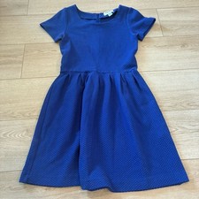 Ganni Blue Textured Crew Neck Short Sleeve Fit and Flare A-line Dress Size M