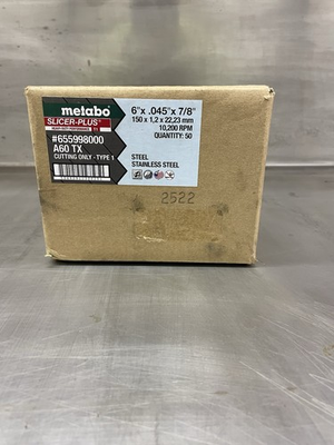 #ad Metabo Slicer Cut Off Wheels Stainless Steel 6”x.045”x7 8” Pack Of 50 $90.00