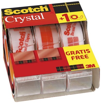 Scotch Klebefilm Crystal Clear 600 Caddy Pack hochtransparent 3 Handabroller
