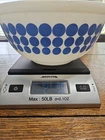 Vintage PYREX 403 Blue Dot White Glass Polka Dots Mixing Bowl 2.5 Qt Made in USA