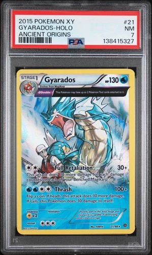 2015 POKEMON XY ANCIENT ORIGINS #21 GYARADOS-HOLO PSA 7