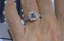 2Ct Lab Created Diamond Halo Engagement Wedding Ring 14K White Gold Finish