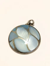 Sterling Silver 925 Pendant Blue Mother Of Pearl Mop Signed Boma 