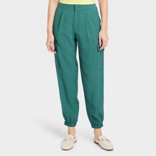Women's High-Rise Ankle Jogger Pants - A New Day Teal Green Size 2