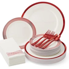 Heavyweight Elegant Disposable Dinnerware Set | Disposable Party Dinnerware Set 