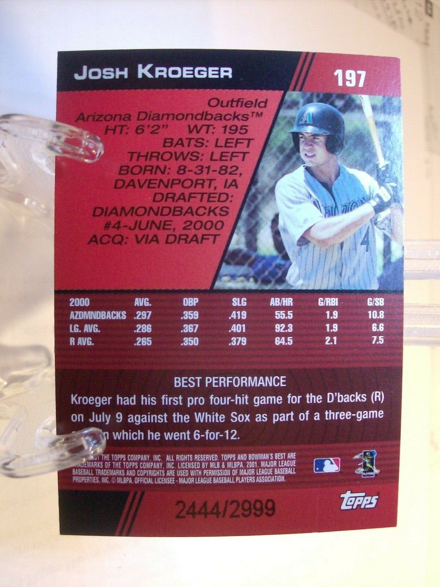 2001 Bowman's Best Baseball Card #197 Josh Kroeger RC, 2444/2999