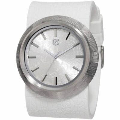 Marc Ecko Mens The Eero SS Case White Silicone Wide Strap Watch E11534G2 NEW