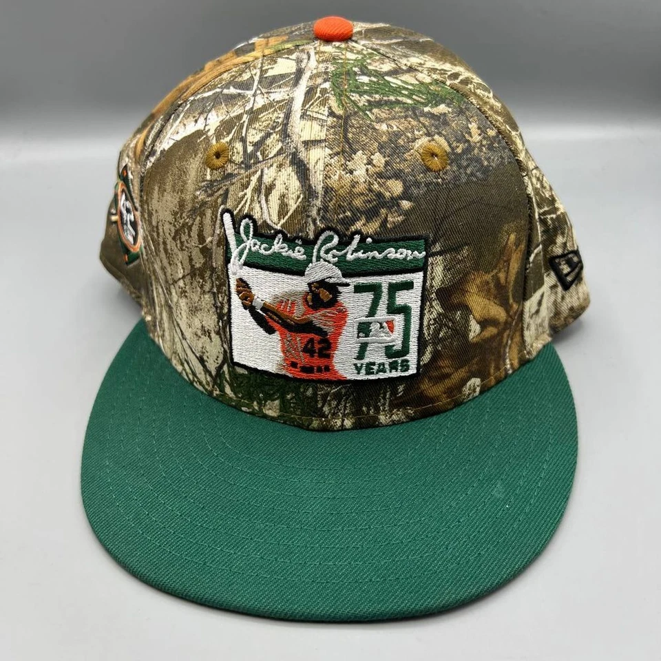 Gorra ajustada Jackie Robinson para hombre 7 1/2 Realtree verde 59Fifty New Era Foto 2 de 4