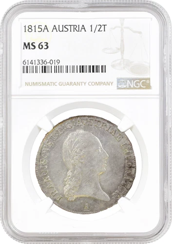 Austria 1/2 thaler 1815 A, NGC MS63, "Emperor Franz II (1806 - 1835)"