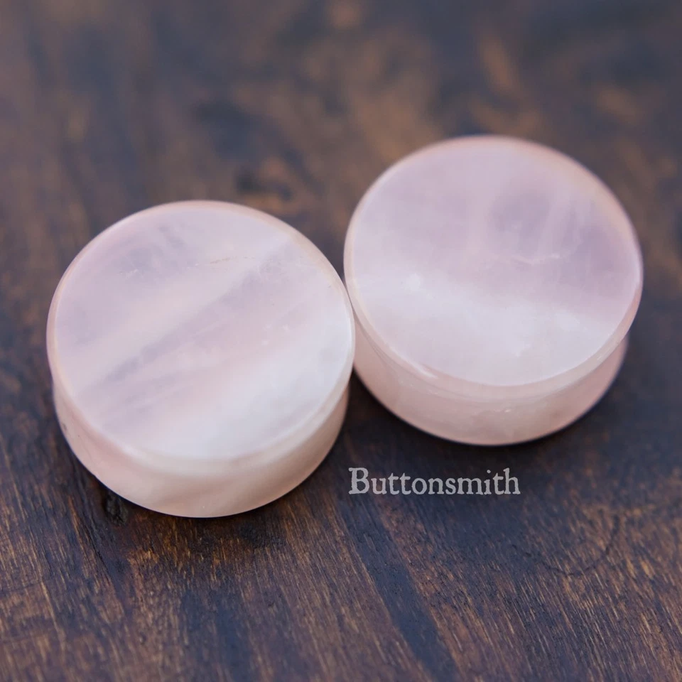 Tapones de piedra orgánica natural de cuarzo rosa rosa medidores lóbulo de la oreja de 8 g a 1" 13 tamaños Foto 3 de 3