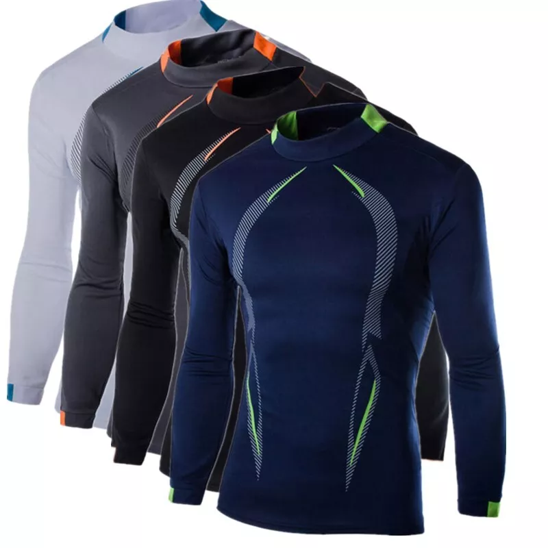 Men Long Sleeve Workout Shirts Quick Dry Rash Guard Gym Sports Athletic Tee  Top