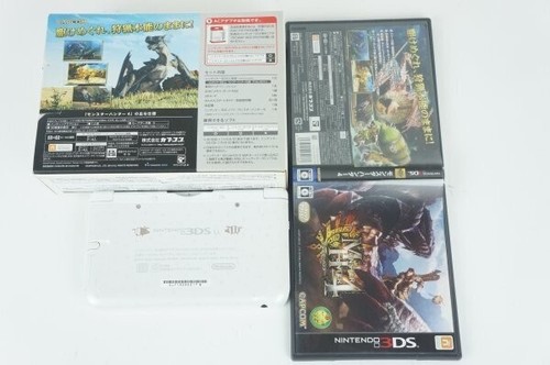 Nintendo 3DS LL Monster Hunter 4 Special pack Airou White w/ Box Good HP - Picture 2 of 8