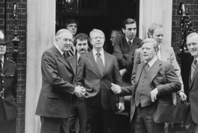James Callaghan With Jimmy Carter And Helmut Schmidt 1977 OLD PHOTO