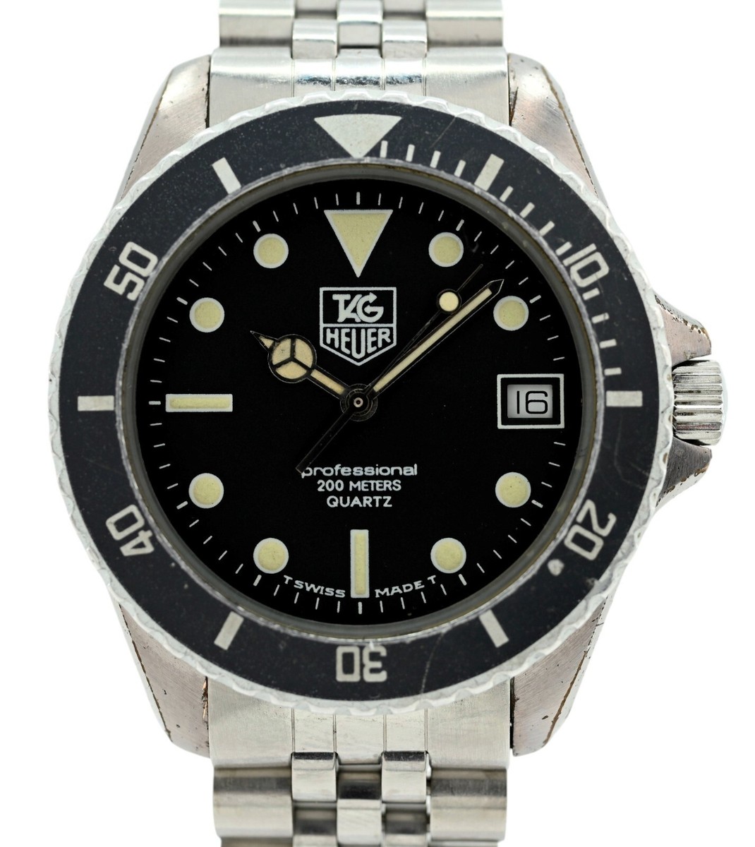 TAG Heuer アナログ時計 ブラック RARE 37mm Tag Heuer Professional 1000 Black Bezel Watch 980.033 on