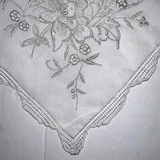 Vintage 2 Unused Hankies Embroidered Lace Desco Ireland Floral Champagne Bride