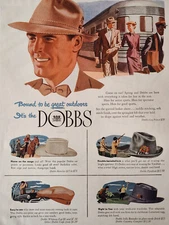 1949 Original Esquire Art Ad Advertisements DOBBS hats John C Roberts Shoes