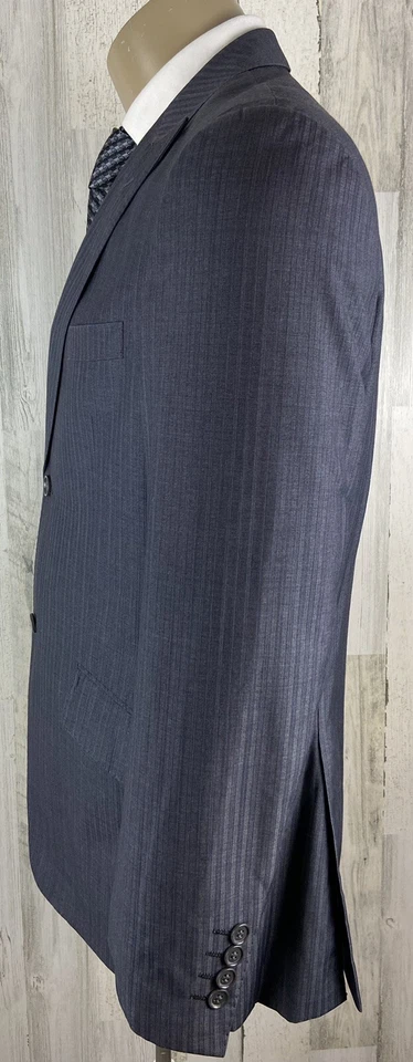 Chaqueta Blazer Abrigo Deportivo Vitarelli Para Hombre 42R Gris Rayas Italiano [A-1946] Foto 3 de 4