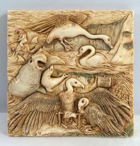 NIB Harmony Kingdom Picturesque Tile Figurine Noah's Park Beaky's Beach #PXNA3 - Afbeelding 1 van 12