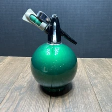 Vintage Globemaster  Green Round Seltzer Bottle Barware Made in England  