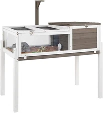 Petscosset Tortoise Habitat Turtle Enclosure House with Detachable Legs, Gray