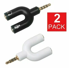 (2-Pack) 3.5mm Stereo Audio Male to 2 Female Headphone Splitter Cable Adapter