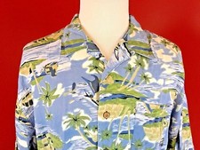 Original Island Sport Rayon Hawaiian Aloha shirt mens Large palm trees islands