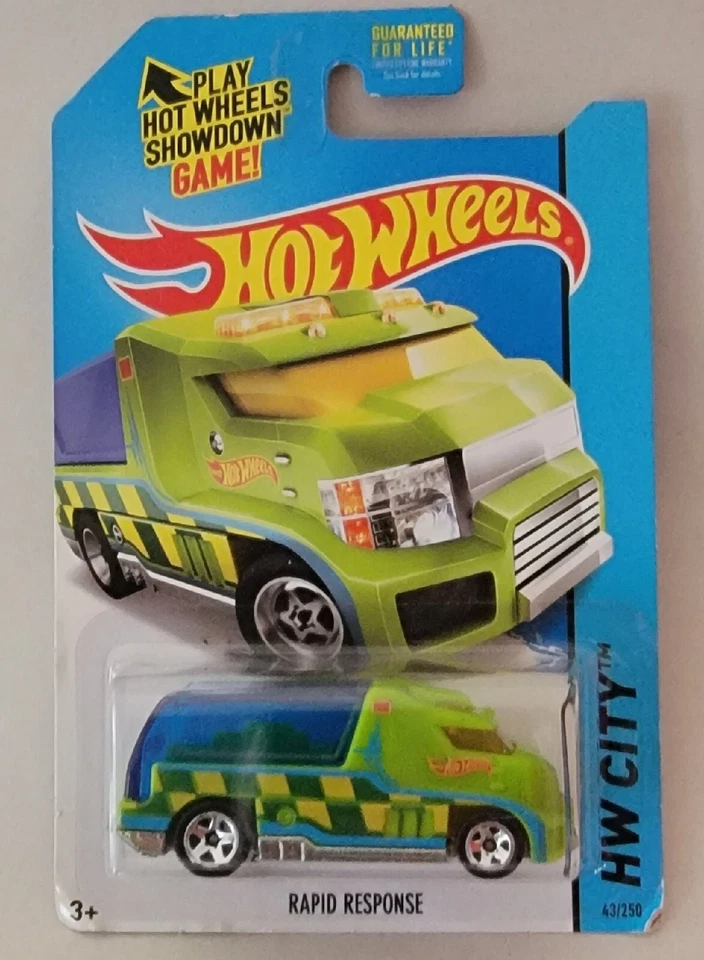 2014 HW #43 HW City-HW Rescue RAPID RESPONSE Green Variant w/Chrome 5 Spw L50 - Image 2 of 2
