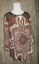 db established 1962 Womens Sz PL Petite Large Brown Paisley Fall Office Boho Top