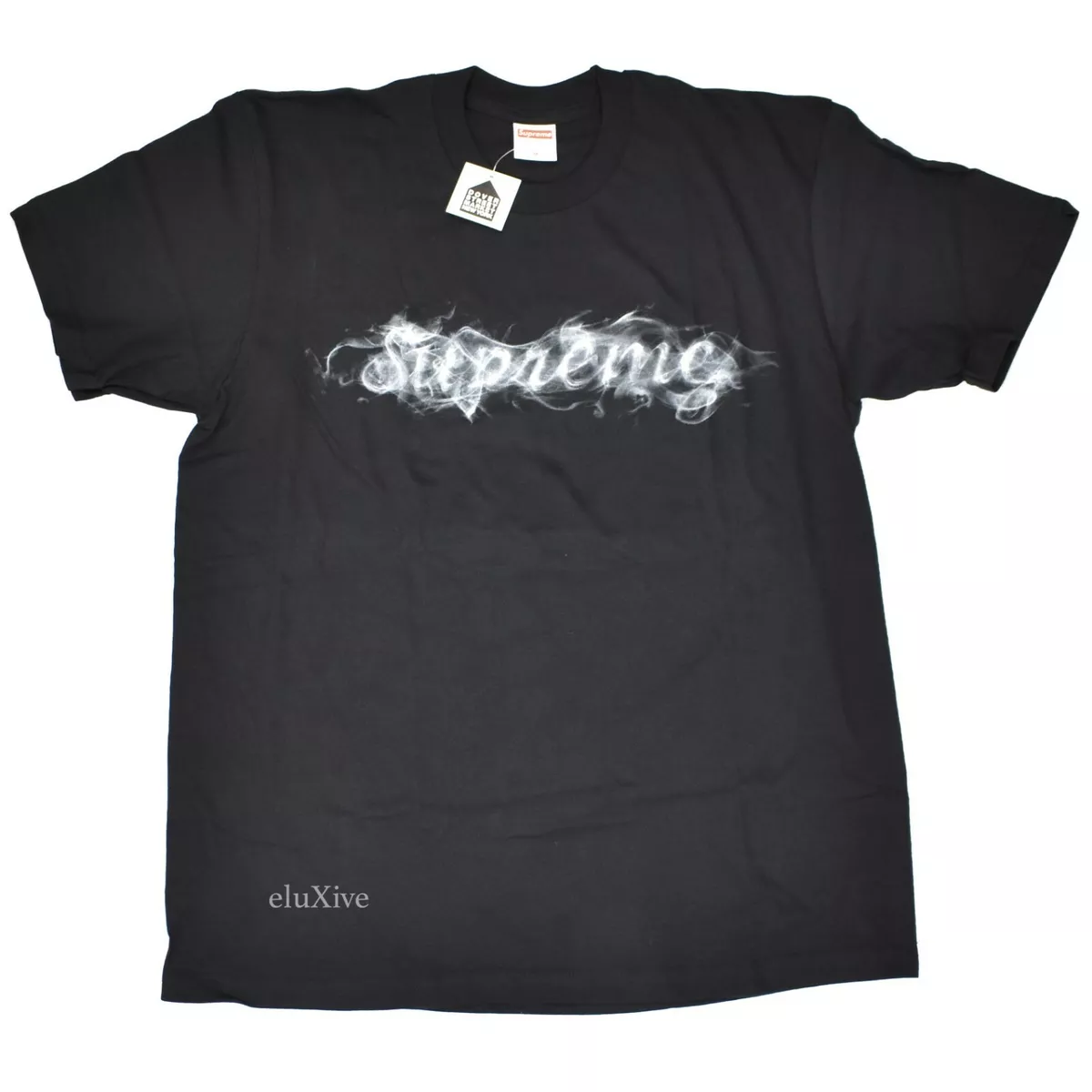 NWT Supreme NY Men s Black White Smoke Logo Print T Shirt FW19 M