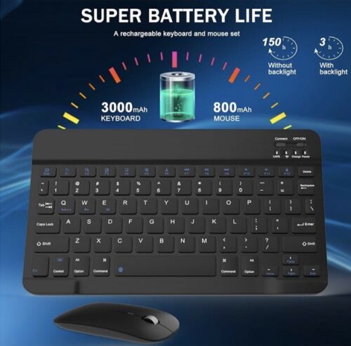 Wireless Rechargeable Bluetooth Keyboard Mouse Combo for iPad Android Tablet - Picture 3 of 7