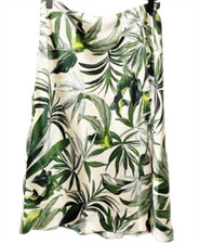  80 VICTORIAS SECRET SIDE BUTTON PALM LEAVES MIDI SLIP SATIN SKIRT SIZE M L XL
