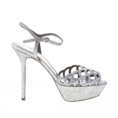 SERGIO ROSSI damen schuhe women shoes Silver glittered effect leather sandal