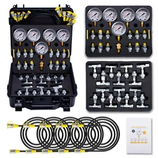 Hydraulic Pressure Test Kit with 5 Gauges(Max 10000 PSI), 13 Test Couplings 14 T
