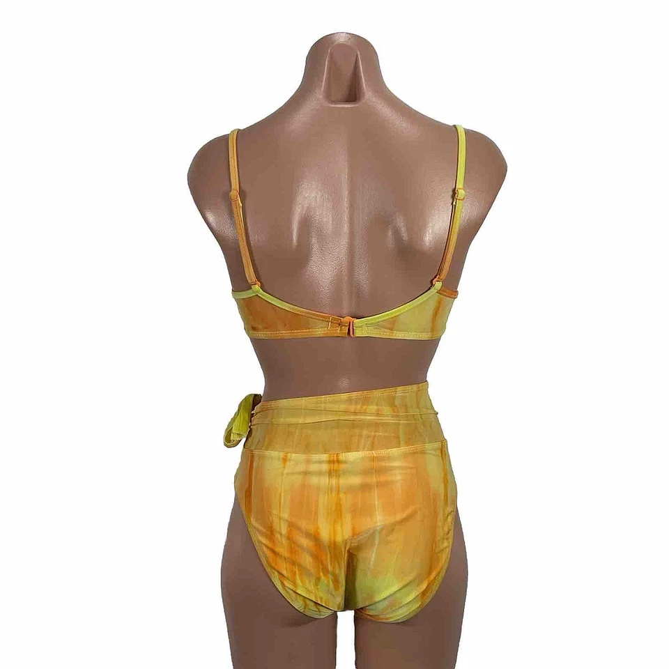 Bikini Sol Sin Fin De Colección Años 90 y2k Talla S Naranja Amarillo Tie Dye Lentejuelas Plegables Foto 2 de 4