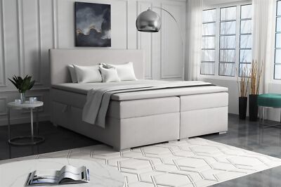 Boxspringbett Schlafzimmerbett SOREL 200x200cm Stoff Soro Hellgrau
