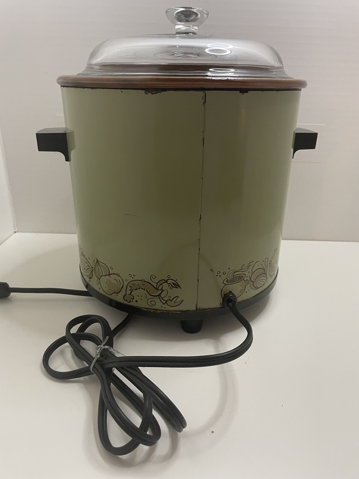 Vintage Olive Green Rival Crock Pot Slow Cooker 3½ Quart Stoneware