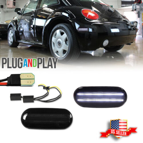 Smoked White LED Rear Side Marker Parking Corner Signal Lights For 98-05 Beetle - Picture 1 of 11