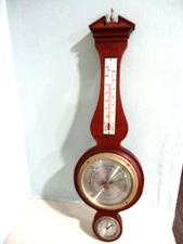 Airguide Banjo Mahogany Stormy to fair Presentation Barometer-Thermometer-gauges