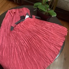 NWT EILEEN FISHER CRUSHED SILK SCOOP NECK F/L TIERED DRESS Size M/M MSRP 378