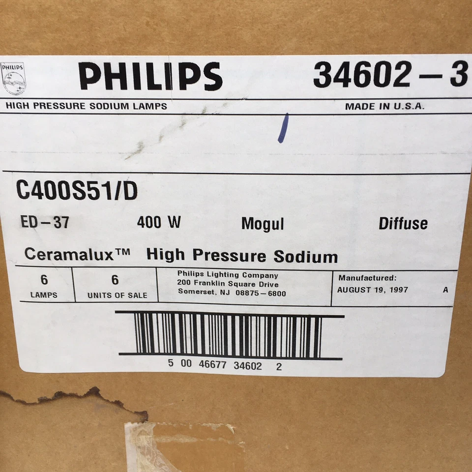 (Box of 6) Philips Ceramalux HPS 400W Mogul Light Bulbs 34602-3 C400S51/D ED-37 - Image 2 of 4