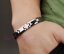 Magnetic Tungsten Arthritis CTS RSI Muscular Pain Relief, Rhodium Cross Bracelet
